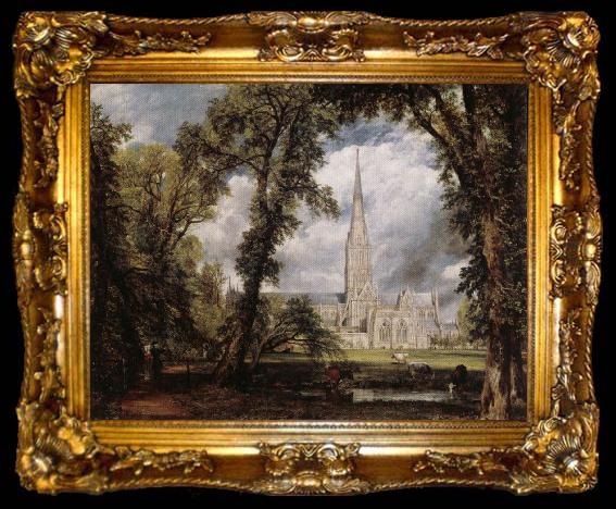 framed  John Constable View of Salisbury Cathedral Grounds from the Bishop